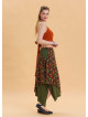 Green Casual Skirt with Elastic Waist and Tie Detail 4521